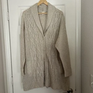 Faded Glory Plus Women’s Oversized Open Beige Cardigan Sweater Size 4X (26W-28W) - Picture 1 of 6
