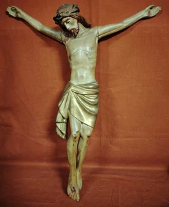 Grande Cristo in legno policromo dorato - Foto 1 di 13
