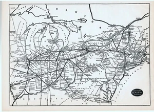 New York Central Lines - Original 1941 Railroad System Map. Railway - Picture 1 of 4