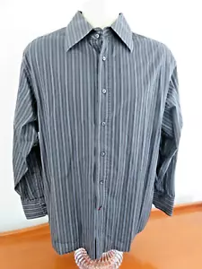 Report Collection Men's Gray Striped Long Sleeve Button Down Shirt Size Large - Picture 1 of 9