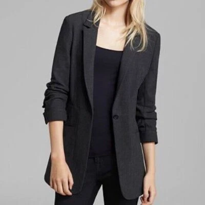 Chaqueta Blazer Elizabeth and James Ponte Gris Manga 3/4 Acanalada Barnes Un Botón Foto 1 de 4