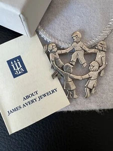 James Avery Sterling Circle of Children Dancing Pin Retired In Box Pouch Vintage - Picture 1 of 4