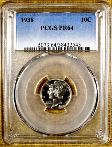 1938 PCGS PR64 Mercury Dime Cover