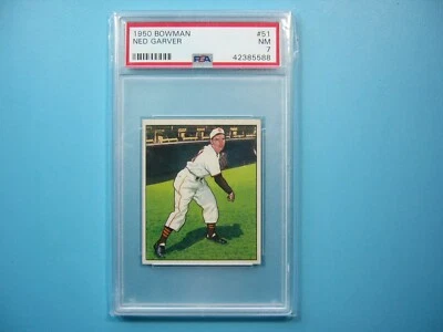 1950 BOWMAN MLB BASEBALL CARD #51 NED GARVER PSA 7 NM SHARP!! '50 BOWMAN GL - Изображение 1 из 4