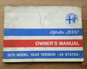 1976 Alfa Romeo Alfetta GT 2000 Fastback Coupe Owner Operator Manual User Guide - Picture 1 of 4