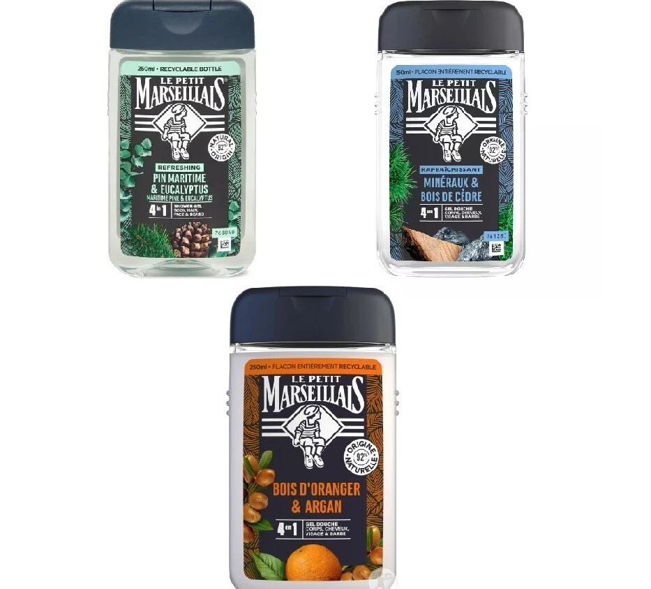 NEW 4 in 1 Le Petit Marseillais Shower Gel for men. 250ml Choose fragrance
