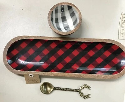 Juego de 3 bandejas de inmersión Mud Pie Stone Mountain, Ga Buffalo Check NUEVO Foto 1 de 4