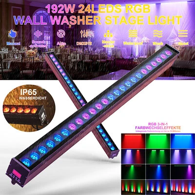 192W Wasserdicht IP65 24 LED Wallwasher RGB Bühnenlicht DMX Outdoor Party DJ Bar - Bild 1 von 4