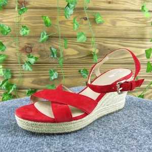 Geox Women Ankle Strap Sandal Shoes Red Leather Size 38 Medium - Picture 1 of 9