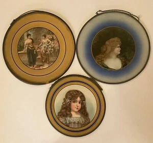 ANTIQUE LOT 3 VICTORIAN FLUE COLD STOVE BURNER OVAL COVER HANGINGS - Picture 1 of 12