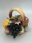 Capodimonte I Borbone Italy Fruit Basket Decorative Ornament Figure 8.5