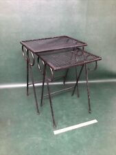 (2) Mid Century Modern Tempestini Iron Mesh Nesting Tables ~ Woodard 1950's