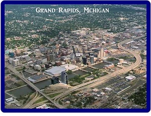 Grand Rapids, MI Airiel View Refrigerador / Caja de Herramientas Imán - Imagen 1 de 1
