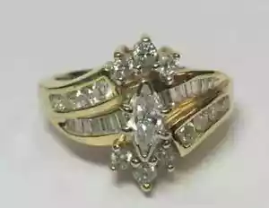 Cluster Verlobungsring 14K Gelbgold vergoldet 3Ct Marquise Lab-Created Diamant - Bild 1 von 6