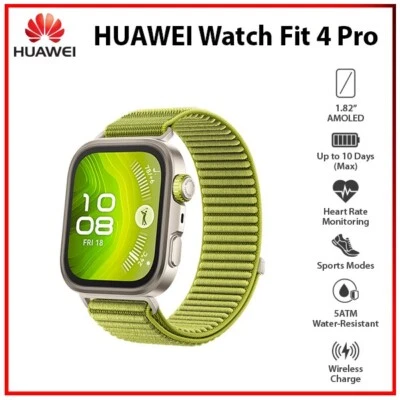 Huawei Watch Fit 4 Pro GREEN 1.82" AMOLED Bluetooth Android iOS Smartwatch - Image 1 of 4