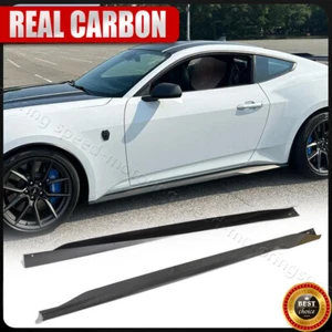 For Ford Mustang Dark Horse 2024UP Real Carbon Side Skirts Extension Lip Spoiler - Picture 1 of 16