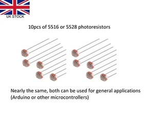 10pcs of GL5516 or 5528 Light Dependent Resistors (LDR's) Photoresistors Arduino - Picture 1 of 11