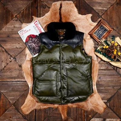 Italian Vegetable Tanned Sheepskin Winter Warmth Genuine Leather Down Vest - Image 1 of 4