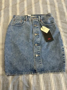 Levi's Denim Skirt Button Through Size 28" UK 10 - Picture 1 of 4