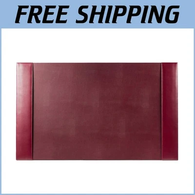 Elegant Padded Desk Blotter with Side Rails - 30" x 18" Burgundy Leather - Image 1 of 4