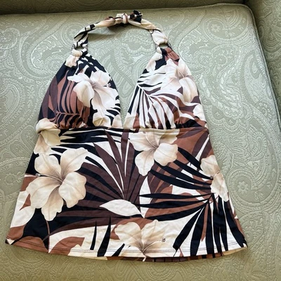 Camiseta Tankini Halter Caribbean Joe Talla 16 Estampado Floral Tropical Foto 1 de 4