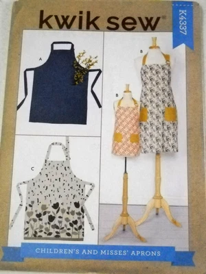 Children's and Misses Aprons sizes S-L Kwik Sew 4337 Sewing Pattern - Image 1 of 2
