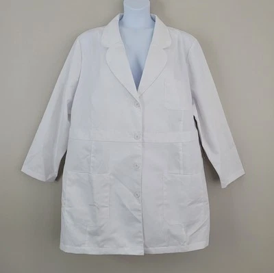 Size 5X Grey's Anatomy Barco Classic Women's Lily White 3-Pocket 34" Lab Coat - Image 1 of 4