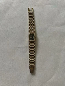 Reloj de cuarzo vintage Elgin cara rectangular metal acero banda grabada diamante - Imagen 1 de 8