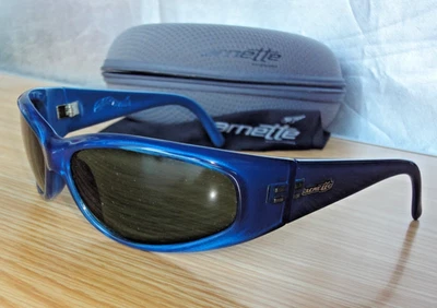 Arnette Catfish 222-8615 electric Blue translucent shimmer/Green lens -Mint Vtg. - Image 1 of 4