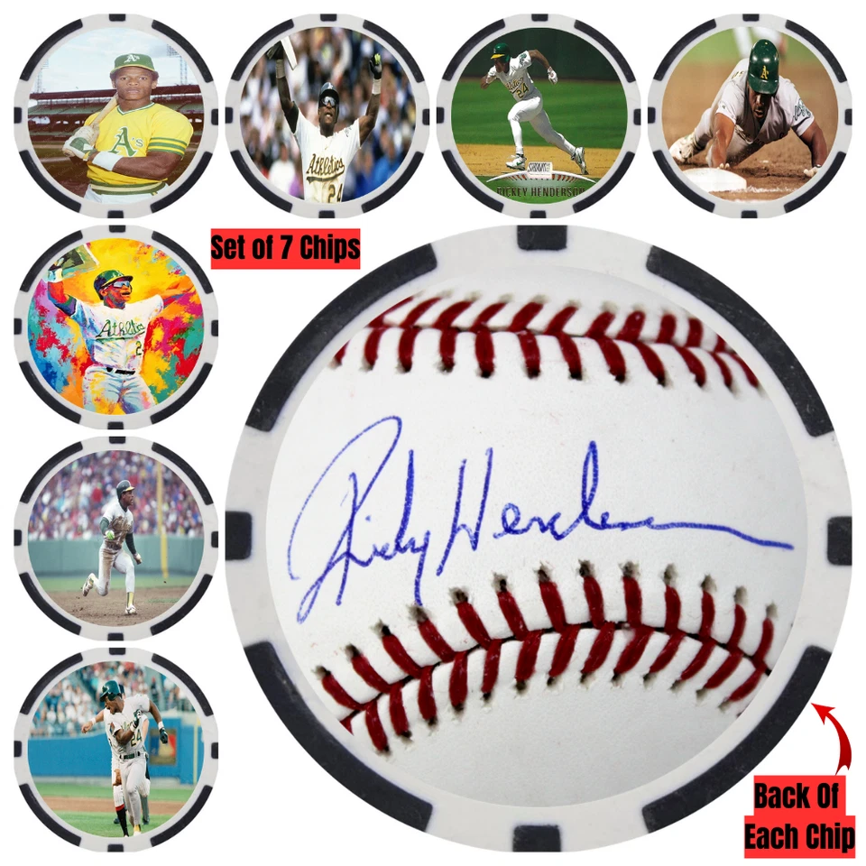 Rickey Henderson SIGNED Baseball Legends Poker Chip Set (7) - Image 1 of 2