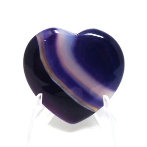 Purple Agate Stone Heart #1008 - 40mm or 1.5in Valentines Day  Love Gemstone - Picture 1 of 6
