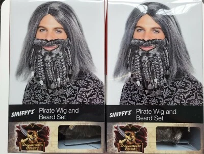SMIFFYS PIRATE WIG AND BEARD SET TERROR OF THE SEA ADULT/JESUS FANCY DRESS x 2 - Image 1 of 4