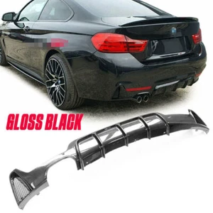 FOR BMW F32 F33 F36 4 SERIES PERFORMANCE M SPORT REAR DIFFUSER GLOSS BLACK - Picture 1 of 10