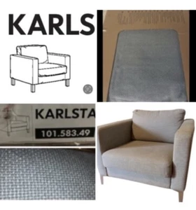 IKEA Karlstad Korndal Light Medium Gray Armchair Cubic Chair 5Pc Cover,Tweed NEW - Picture 1 of 12