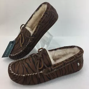 New EMU Australia Sheepskin Amity Fur Moccasins Shoes Tiger  Women 6 US MSRP $80 - Picture 1 of 6