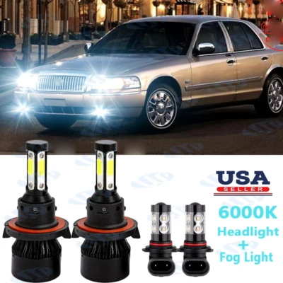 Combo faros LED + faros antiniebla blancos para Mercury Grand Marquis 2006-2011 Foto 1 de 4