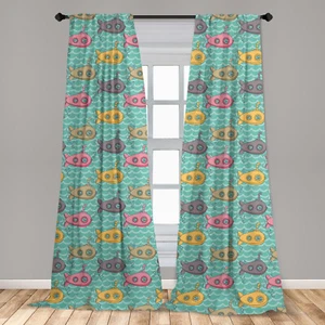 Sea Microfiber Curtains 2 Panel Set for Living Room Bedroom in 3 Sizes - Picture 1 of 2