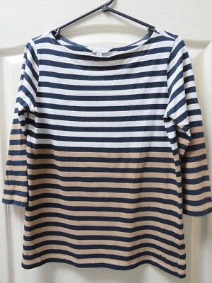 Crew Clothing Co Breton Ladies Top Size 8 Blue Stripe Cotton Nautical Sail Yacht - Image 1 of 4