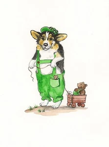 1,5x2 PUPPENHAUS MINIATURDRUCK GEMÄLDE RYTA 1:12 MASSSTAB TEDDYBÄR CORGI KUNST - Bild 1 von 1