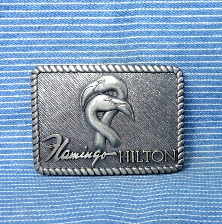 Flamingo Hilton Promo Belt Buckle Casino Gambler Las Vegas Vtg CM Korea  .TYC091 - Image 1 of 4