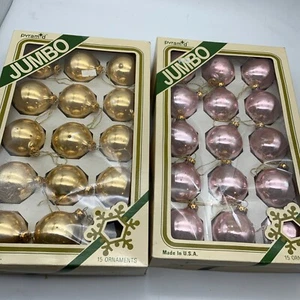 Vintage Natale Vetro Baubles Jumbo Pyramid USA Oro Rosa 29 Con Scatola. Retrò - Foto 1 di 10