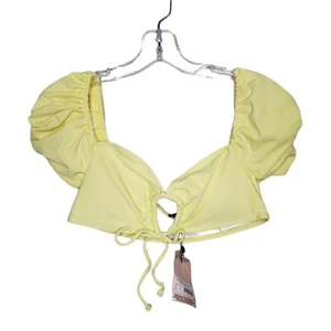 NWT Missguided Womens mermaid keyhole swim Bikini Top yellow Size US:6 - Picture 1 of 5