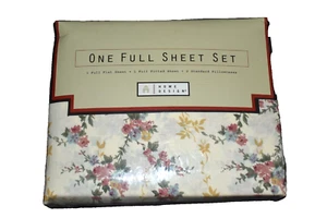 Vintage HOME DESIGN Katherine Mint Full Size Sheet Set Floral 4 pc NEW ca. 1997 - Picture 1 of 15