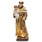 Saint Anthony with Child statue finished in antique pure gold with golden mantle