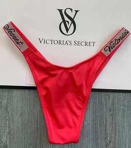 Victoria's Secret SWIM thong rhinestones shine logo strawberry red QE7 00T6 - Picture 1 of 7