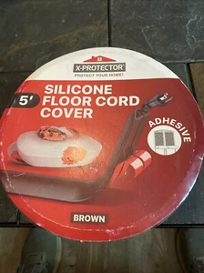 Floor Cord Cover X-Protector 5’ Silicone Floor Cord Cover Self-Adhesive Brown - Picture 1 of 1