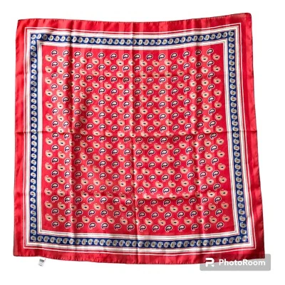 Pañuelo Pañuelo Paisley Italiano Vintage Poliéster Hecho en Italia Rojo Blanco Azul Foto 1 de 4