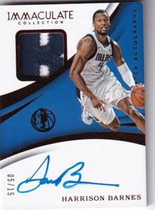 2017-18 Immaculate Collection Patch Autographs Red #HBN Harrison Barnes 5/15 - Picture 1 of 2