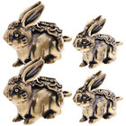 Brass Rabbit Figurine Miniature Bunny Statue Feng Shui Decor (4pcs)