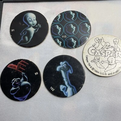  Game Pog Classics Milk Cap Milkcap Marker Casper Ghost Lot Of 5 Vintage - Image 1 of 4